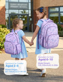 VASCHY Kids Backpack 16"(17.5L) Water-Resistant School Backpack for Girls–Elementary & Primary School Bookbag, Lightweight with Multiple Pockets Purple Flutter