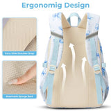 WOBAGMEN Corduroy Backpack for Kids Girls,Cute Aesthetic School Backpack with Multi-Pocket,Lightweight Bookbag Fits 15.6" Laptop,Large Capacity Casual Daypacks for Middle High School College,Blue Bow