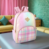 Emma & Chloe Pastel Waterproof Vinyl Backpack for Traveling and Commuting (Ombre Stripes)