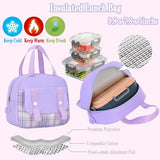 NSEQB Kids School Backpack Set With Lunch Bag for Elementary Girls,Purple