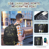 ACESAK Camo Backpack for Boys, Tactical Kids Backpack Boys, School Bags for Boy Children Teens Kids Elementary Middle High School, Military Bookbag and Lunch Bag Pencil Case Set with USB Charging Port