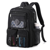 MOONBABY Mesh Backpack for School Heavy Duty See Through Net Bookbag Girls Boys Semi-Transparent Net Back Pack for Beach, Swimming, Sports, Work, Travel (Black)