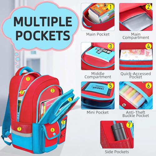 TILYTADLY School Backpack for Boys - Gamer Boys Backpack for Kids Children Elementary Middle School - Students Bag for Ages 6-18,17″ Video Game Bookbag Travel Back Pack