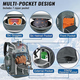 RESVIN Ski Boot Bag, 65L Durable Travel Backpack, 1680D Nylon Waterproof Snowboard Boot Bag, Skiing and Snowboarding Travel Luggage for Helmet, Goggles, Gloves, Outerwear & Accessories (Grey)