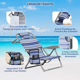 DIAMONDFORGE 2 Pack Lightweight Portable Beach Chair for Adults, 350 LBS Capacity Backpack Beach Chair, Reclining Beach Chair with 5-Position Lay Flat, Large Cup Holder for Beach Camping Sports, Blue