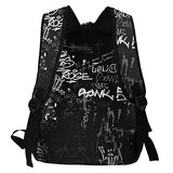 Ganiokar Hip-Hop Graffiti Print Teens Backpack for Boys & Girls, Perfect Size for Student & Travel Backpacks,Black