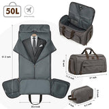 S-ZONE Carry On Garment Bag for Travel Convertible Garment Duffle Bag Suit Bags for Men Women Travel 2 in 1 Hanging Suitcase Business Travel Bag with Toiletry Bag, Gery, 50l