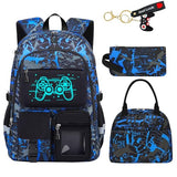 Fitvc School Backpack for Boys - 4pcs Gamer Boys Backpack with Lunch Box Set for Kids Teens Elementary Middle High School - 18
