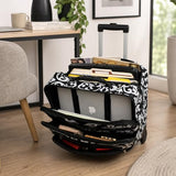 World Traveler Rolling 17-Inch Laptop Briefcase Computer Case - Black Trim Damask