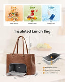 LOVEVOOK Lunch Tote Bag for Women, 3 in 1 Work Bag with Insulated Lunch Compartment, Laptop Bag with Large Cup Holder for Office, College, Casual, Black