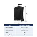 Travelpro Crew Classic Lightweight Softside Expandable Carry on Luggage, 8 Wheel Spinner Suitcase, Men and Women, Carry On 21-Inch, Titanium Grey