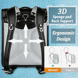 Alzoear Ransel Randoseru Backpack Semi-automatic satchel Japanese school bag for girls and boys PU leather Black