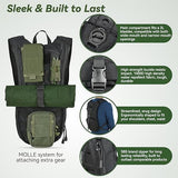MARCHWAY Tactical Molle Hydration Pack Backpack with 3L TPU Water Bladder, Military Daypack for Cycling, Hiking, Running, Climbing, Hunting, Biking (Black)