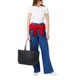 Lacoste Women's Anna Zipped Tote, Abimes Black/Petunia Red, One Size