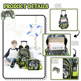 Meetbelify Kids Backpacks with Wheels for Boys Football Rolling Backpack with Lunch Box for Elementary Students Trip Luggage for Boys Ages 6-8