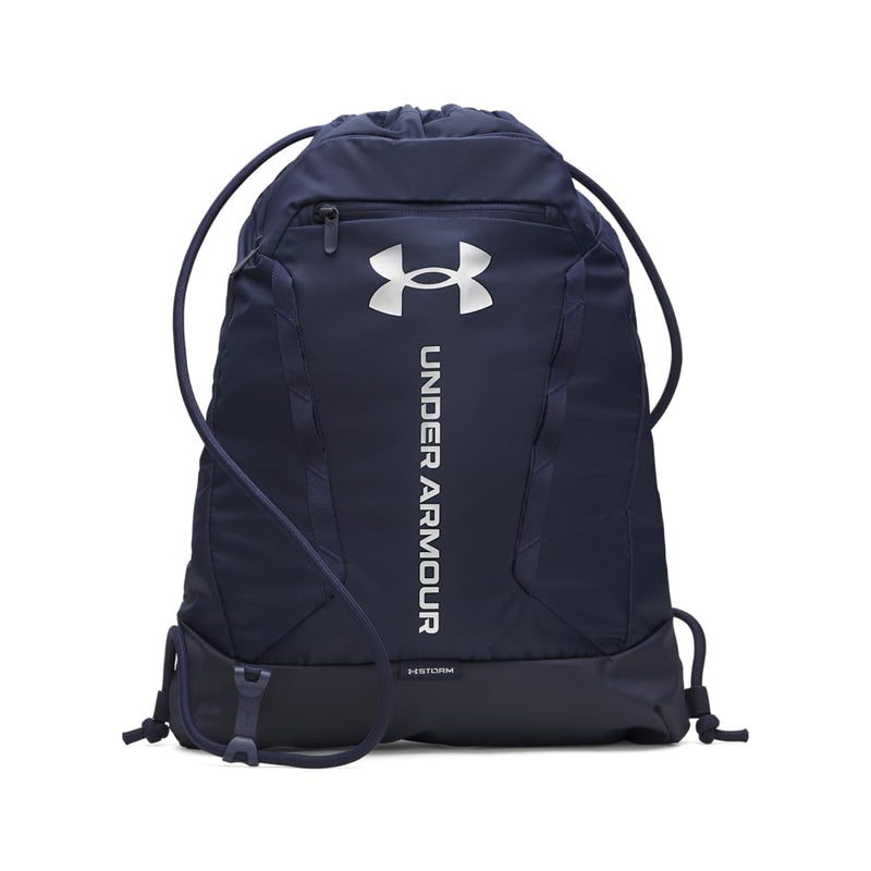 Under Armour Unisex Hustle Sackpack, (410) Midnight Navy/Midnight Navy/Metallic Silver, One Size Fits Most
