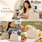 Bluboon Lunch Bag for Women Men Cute Corduroy Lunch Tote Bags Reusable Insulated Lunch Box Large Capacity Reusable Insulated Cooler for Work Picnic or Travel