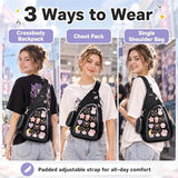 PainPop Oxford Ita Bag Crossbody Sling Bag with Insert Board, Kawaii Pin Display Chest Pack, Single Shoulder Sport Backpack Hiking Daypack for Enamel Pins and Daily Use