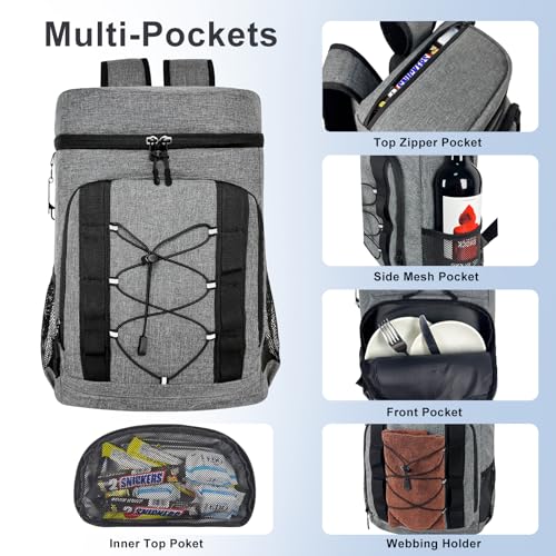 33 Cans Insulated Backpack Cooler - Leakproof Waterproof Lightweight Soft Coolers Bag for Camping Picnic Hiking Beach and Lunchbox Backpacks Bags-Leak Proof Ice Chest Back Pack,Dark Gray