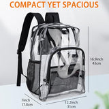 LERASO Transparent Backpack With Thickened Pvc Material, Perspective Design, Large Capacity Multi Pocket Backpack, Suitable For Concerts, Work, Travel, Festivals, Daily Commuting (Black)
