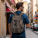 SUIKIHUM Vintage Canvas Backpack for Men Women, Durable Casual Daypack, Large Capacity Travel Rucksack Fits for Hiking and Daily Use (Coffee)