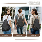 Vintage Canvas Backpack Crossbody Rucksack Outdoor Daypack for Men Women