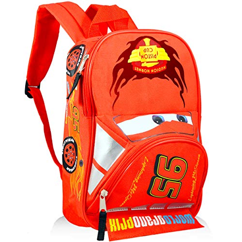 Disney Cars Backpack for School Bundle w/ 16" Deluxe Bookbag for Toddlers