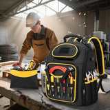 Marscamd Tool Backpack with a Tool Pouch, Heavy Duty Tool Bag with Multiple Pockets, Black