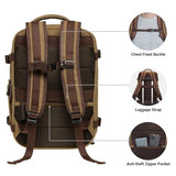 KAUKKO Canvas Travel Rucksack, Large Capacity Carry On Bag with Shoe Pouch and 15.6 inch Laptop Compartment, Flight Approved Outdoor 40L Luggage Weekender Bag, 12-KHAKI