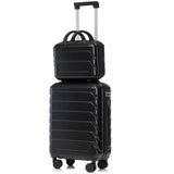 Luccalily 2-Piece ABS Hard Shell Lightweight Carry-On Luggage Set (14" & 20"), 360-Degree Spinner Wheels, Adjustable Telescopic Handle and Combination Lock for Travel, Black
