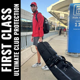 CaddyDaddy New First Class Premium Padded Golf Club Travel Cover with Wheels - Heavy Duty Golf Travel Bag for Airlines, Black/White, L