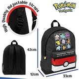 Pokemon Backpack for Kids Teens Boys Girls Pikachu Anime Bookbag Daypack Bag School Sports Gifts for Kids (Black/Red)