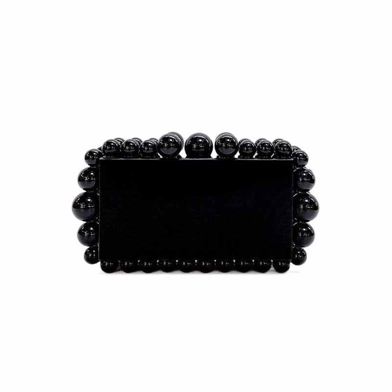 Acrylic Evening Handbag Women Pearl Clutch Bag Acrylic pearl shoulder bag satchel Square Box Crossbody Bag Wedding Cocktail Party Prom(23 * 14 * 6cm, B)