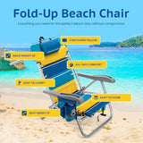 Homevative Cooler+ Folding Backpack Beach Chair with 5 Positions, Towel bar, XL Cooler Pouch, Storage Net, Cup and Phone Holder, Sunshine, 2 Pack