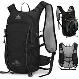 Outplea Small Hiking Backpack with 3D Sponge Backpanel for Men Women, 15L Waterproof Lightweight Cycling Backpack with Chest Strap & Helmet Buckle & Hanging Loop for MTB Biking Jogging, Black