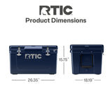 RTIC 45 QT Ultra-Tough Cooler Hard Insulated Portable Ice Chest Box for Beach, Drink, Beverage, Camping, Picnic, Fishing, Boat, Barbecue, Navy