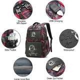 Pawsky Skateboard Anime Luminous Backpack School Backpack with USB Charging Port for Teen Boys, College School Bookbag Lightweight Laptop Bag with Sling Bag Set, Red