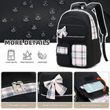 Girls Backpack,3pcs Backpack with Lunch Box Pencil Case Set 15.6 Inch Laptop School Bag Kids Kindergarten Elementary College Bags Large Bookbag for Teen Women Students Casual Travel Daypacks Black