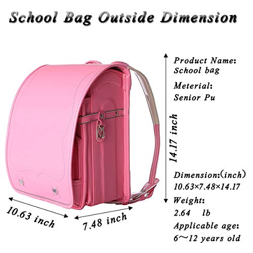 MilWorld randoseru cherry backpack ransel japanese school bags boys and girls automatic lock waterpoorf PU leather