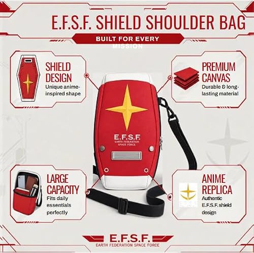 RRISETAG Shield Backpack Anime Accessories Cosplay Backpack Manga Multi Purpose Bag Stylish Ideal Gift for Anime Fans (Red Shoulder Bag)