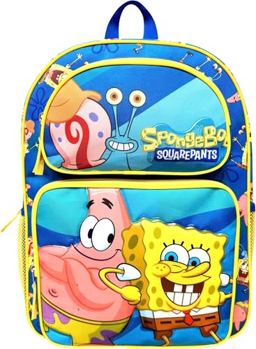Fast Forward Kid's Licensed 16" SpongeBob Cargo Backpack - Large School Backpack with Multiple Pockets