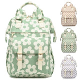 Lreneilu Corduroy Laptop Backpack for Women 15.6 Inch Stylish College School Bookbag, Business Work & Travel Computer Backpacks (Flowers Green)