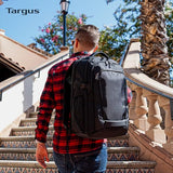 Targus 17” Voyager EXP Travel Backpack – Expandable Carry-On Laptop Backpack with SafePort Protection, Checkpoint-Friendly Design, Anti-Theft Travel Features - TBB664GL