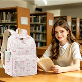 LEDAOU School Backpack for Teen Girls - 15.6 Inch Laptop Backpack, Cute Bow Aesthetic Bookbag, Lightweight Water Resistant Daypack for Middle High School, College and Travel