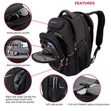 Swissdigital Design TSA Laptop Backpack Men's USB Charging Port Large Capacity Business Travel Backpack Black| With Apple Find My Network Black/Red | J16BTFB-41