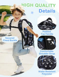 VASCHY Kids Backpack 16" (17.5L) Water-Resistant School Backpack for Boys–Elementary & Primary School Bookbag, Lightweight with Multiple Pockets Black & White Racer