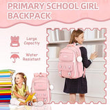 PIG PIG GIRL Girls Backpack, Kids Backpack for Girls with Anti-theft Back Pocket, Lightweight School Bookpack, Watrer Resistant, Bookbag for Elementary Primary School, Pink