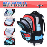 Bevalsa Rolling Backpack for Boys,Cool Luminous Gamer Roller School Backpacks with Lunch Box & Pencil Case,Kids Wheeled Schoolbag Bookbag with Wheels for Kindergarten Elementary School Travel