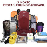 IX INOXTO Hiking Backpack, 26L/40L Waterproof Hiking Daypack with 3L Water Bladder and Rain Cover, Lightweight Travel Camping Backpack for Men Women (Red)