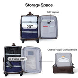 Hanke 3 Piece luggage Sets Softside Expandable luggage with Spinner Wheels TSA Lock,Travel Lightweight Luggage Sets,Coffee